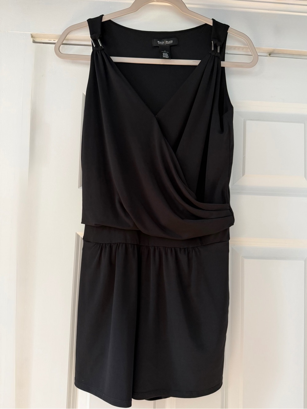 White House Black Market Black Sleeveless Draped Mini Dress